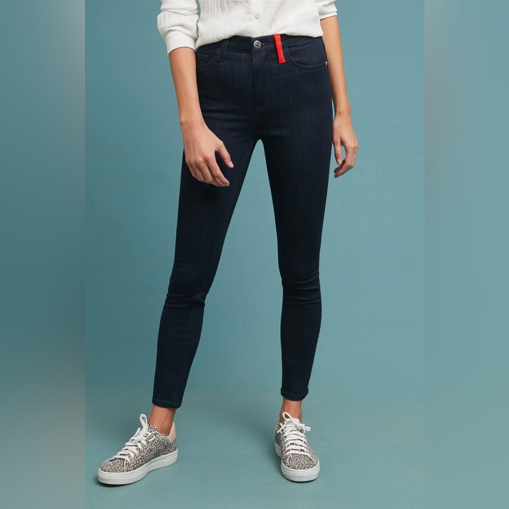 NWT CURRENT/ELLIOTT Ultra High Waist Skinny Jeans, Dark Blue w/ Red Accents, 26 - Picture 2 of 12